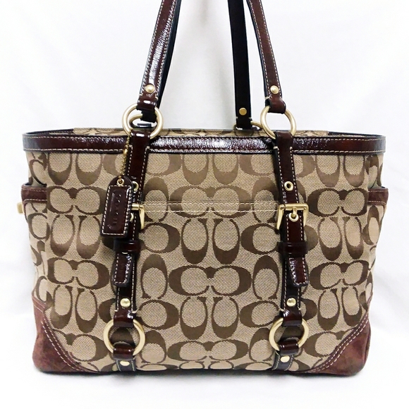 Coach Handbags - Coach Khaki Canvas Signature Tote Bag